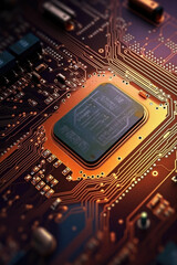 Poster - Circuit boards and processors in electronics.