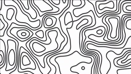 black color abstract pattern with animation of morphing line as topographic map 