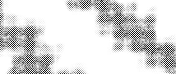 Sticker - Halftone wave gradient texture. Faded noise grain wallpaper. Black and white grunge grit surface. Pixelated stains, speckles, dots and particles. Vector backdrop overlay