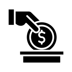 Sticker - Donation glyph icon for payment, pay, dollar, money, fund, business and finance logo
