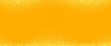 Yellow Orange Halftone Background. Retro Comic Gradient Background. Square Pixilated Dots Cartoon Texture. Pop Art Faded Gradient Pattern. Vector Backdrop.