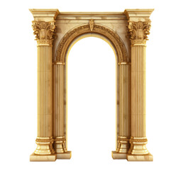 gold roman columns isolated on white
