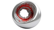 Celestial Vortex In Silver And Red Abstract Colorful Shape, 3d Render Style, Isolated On A Transparent Background