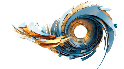 astral rift in blue and bronze abstract colorful shape, 3d render style, isolated on a transparent background
