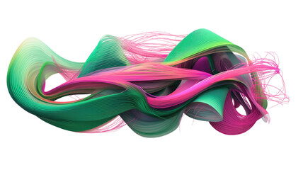 Wall Mural - cosmic strings in pink and green abstract colorful shape, 3d render style, isolated on a transparent