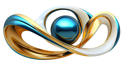 Wall Mural - multiverse in blue and gold abstract colorful shape, 3d render style, isolated on a transparent back