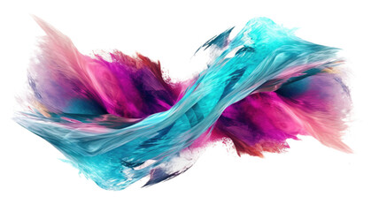 nebula gas in teal and magenta abstract colorful shape, 3d render style, isolated on a transparent background