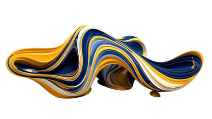 Wall Mural - space-time distortion in gold and indigo abstract colorful shape, 3d render style, isolated on a tra