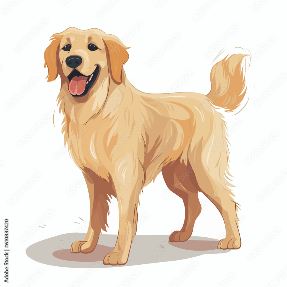 Golden Retriever in Fun Comic Style: Vector Illustration Stock Vector ...