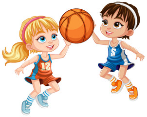 Canvas Print - Cute basketball player cartoon character