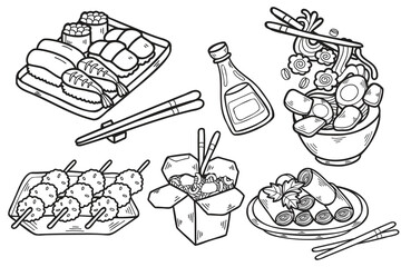 Hand Drawn chinese food collection in flat style illustration for business ideas