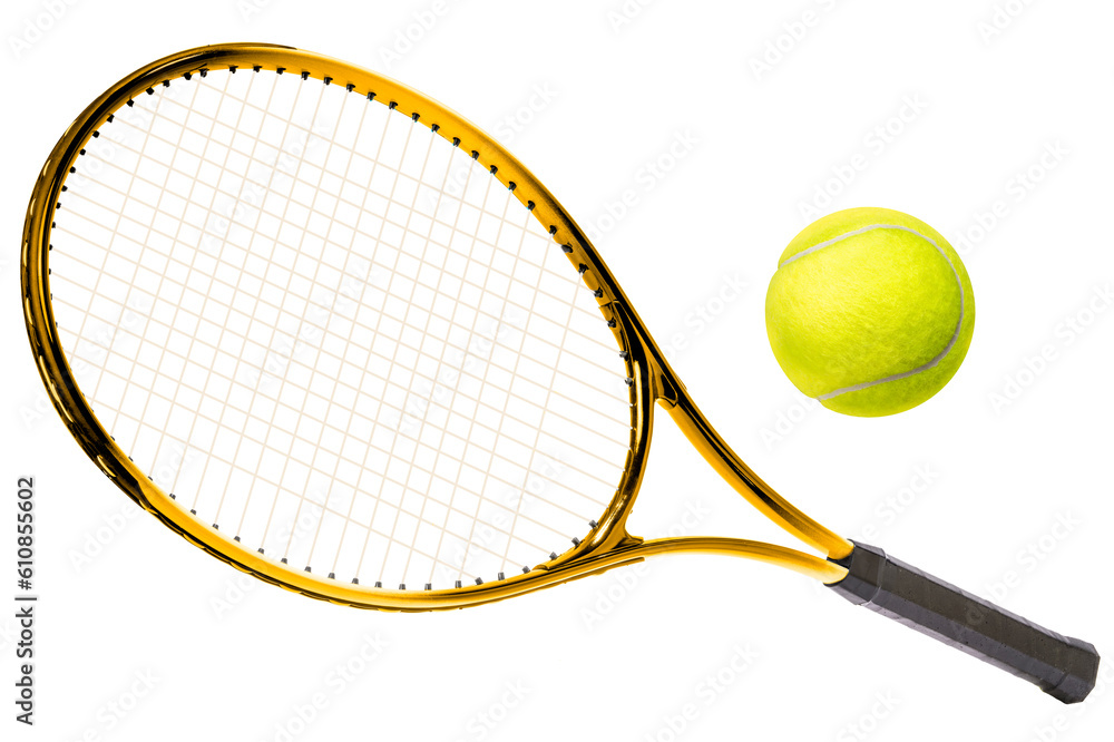 Sork Racket Sport equipment ,Golden Tennis racket and Yellow Tennis ball sports ...