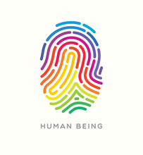 Rainbow Fingerprint For June Pride Month. Image Of Support For LGBTQ Human Beings. Vector Illustration