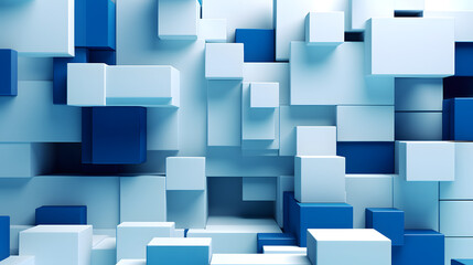 Wall Mural - Technology blue and white squares stacked abstract graphic poster web page PPT background