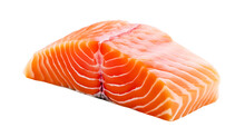 Raw Salmon Steak Isolated On Transparent Background. PNG Format