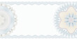 Voucher guilloche. Gift certificate, coupon or cheque template with guilloche border and rosette. Watermark security pattern editable stroke vector paths