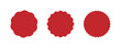 © Elena Pimukova - Wavy edge circle sticker. Star burst shape tags for price. Blank sale round sticker. Empty promo badge. Simple circle red wax seal. Vector illustrations set isolated on white background.