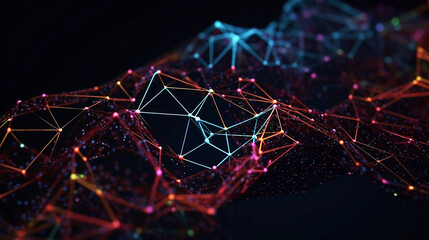 Wall Mural - ai generative. network connection of points and lines