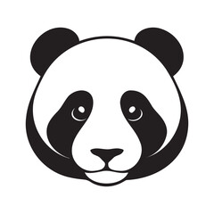 Panda head black and white vector icon