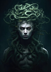 Wall Mural - male concept of mythical  medusa . Generative AI