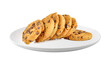 Chocolate chip cookie in a plate isolated on transparent png