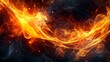 © NeuralStudio - Abstract background with hot fire moving shapes with sparks flowing and blazing in close up view. Bright glowing flame modern wallpaper. Horizontal illustration for banner design. Generative AI.