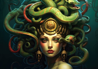 Wall Mural - mythical lady medusa . Generative AI