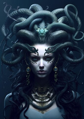 Wall Mural - mythical lady medusa . Generative AI