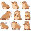 Cute  chibi capybara funny sticker isolate generate with AI
