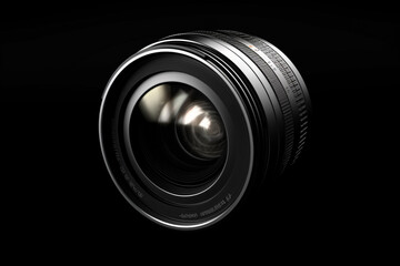 Aufkleber - An artistic black and white image of a camera lens, emphasizing its sleek design and minimalist aesthetic.  Generative AI technology.