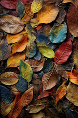 Poster -  An abstract mixed-media artwork combining painting and collage techniques, incorporating actual leaves and natural elements to create a textured and layered composition. Generative AI technology.