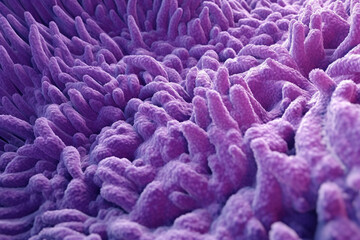 Poster - A dense bacterial colony with a textured surface, resembling a fuzzy carpet, and featuring a pale purple coloration. Generative AI technology.