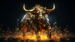 Lustrous light enveloping the formidable presence of the Bitcoin bull Generative AI