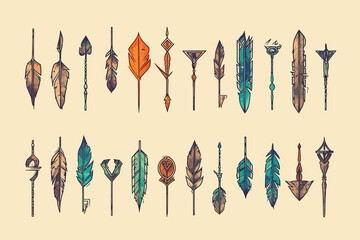 Aufkleber - Hand drawn arrow  icons set. Generative AI