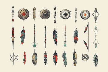 Aufkleber - Hand drawn arrow  icons set.Generative AI