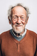 © sanneberg - Closeup portrait of a happy 80 year old man. Generative AI