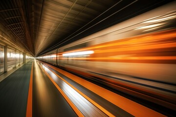 Wall Mural - High speed train with motion blur. Concept of speed and motion. created by generative AI