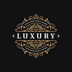 Vintage luxury ornamental logo with floral ornament