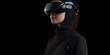 Neueste Generation von VR Brillen für die Meta Welt und Web 3.0, Frau mit hübschem Gesicht blickt durch die Brille, ai generativ