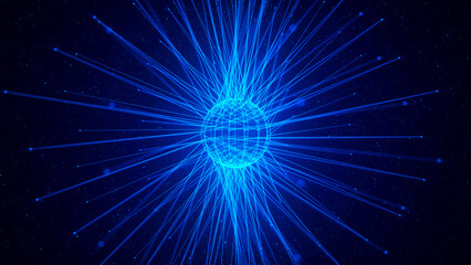 Wall Mural - futuristic particle wave. abstract technology background. big data visualization. 3d widescreen. 3d 