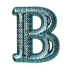 Symbol made of turquoise and silver like the scales of a snake. letter b