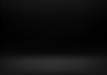 Black empty room studio gradient used for background and display your products. Graphic art design. Product presentation backdrop. Vector illustration.