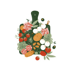 Wall Mural - italian style charcuterie board. assortment of appetizers. antipasti board.