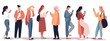 © GED - People holding, using mobile phones set. Characters with smartphones in hands. Men, women use cellphones, surfing internet, chatting. Flat graphic vector illustrations