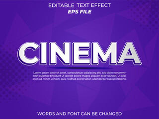 Wall Mural - cinema text effect, font editable, typography, 3d text. vector template