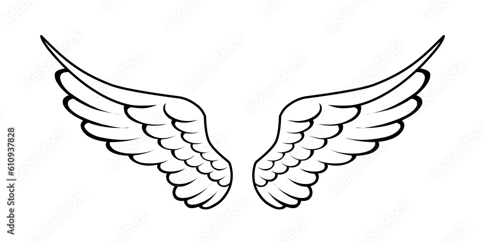 vector angel wings line art style Stock Vector | Adobe Stock