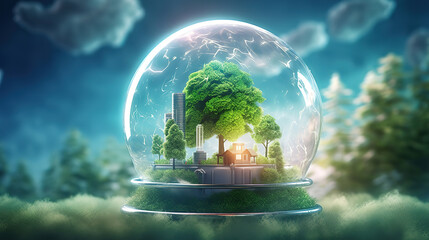 Wall Mural - clean hydrogen energy concept. environment, eco friendly industry and alternative energy. generative