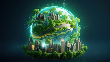 Wall Mural - glass globe in the in nature concept for eco friendly enviroment and conservation. generative ai