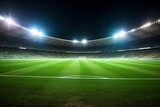 Fototapeta Sport - Illuminated Soccer Stadium under the Spotlight. Generative AI