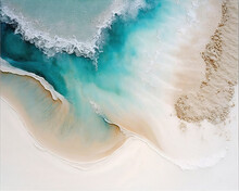 Abstract Watercolor Turquoise Ocean Beach For Textures. Fresh, Cheerful And Relaxing Summer Concept. Positive And Healthy Tones To Background Or Wallpaper. Generative Ai